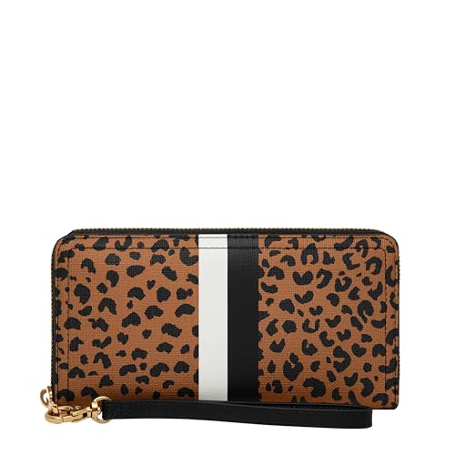 Image of Fossil Women's Logan Leather RFID-Blocking Zip Around Clutch Wallet with Wristlet Strap for Women
