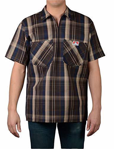 トップス Y-3 M CH3 WOOL FLANNEL HALF-ZIP TOP Ben Davis | Half Zip Short Sleeve Khaki & Grey Plaid