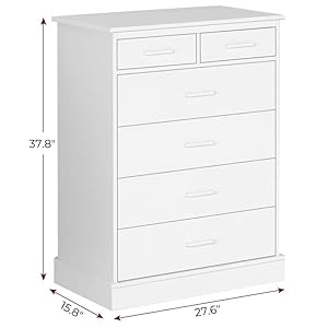 Hasuit white dresser for bedroom 6 drawers wood storage tower clothes organizer chest of 6 drawers large capacity storage cabinet tall dresser for bedroom hallway entryway  urban country home decor