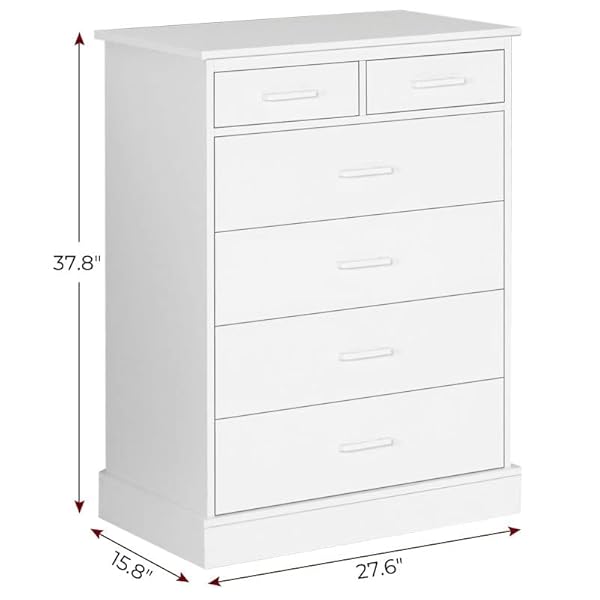 Hasuit white dresser for bedroom 6 drawers wood storage tower clothes organizer chest of 6 drawers large capacity storage cabinet tall dresser for bedroom hallway entryway  urban country home decor