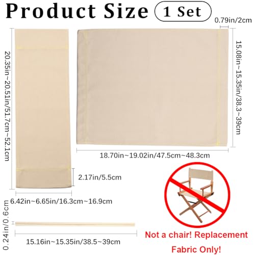 GORGECRAFT Stuhl-Ersatz Leinen Beige Lässig Regisseur Film-Stühle Bezüge Kit Regiestuhlbezug egiestuhl Canvas Ersatzsitz Tragbare Klappstühle Abdeckung Direktoren Stuhlhusse für Home Director Stuhl