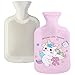 Miotlsy Borsa Dell'acqua Calda per Bambini Unicorno Borsa Dell'acqua Calda con Fodera Peluche Borsa Acqua Calda Fodera in Peluche Morbida Boule Acqua Calda per Dolori