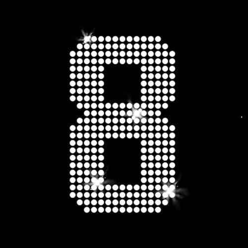 Athletic Jersey Birthday Number 8 Eight Sparkly Bling Iron-on Rhinestone Crystal T-Shirt Heat Transfer by JCS Rhinestones