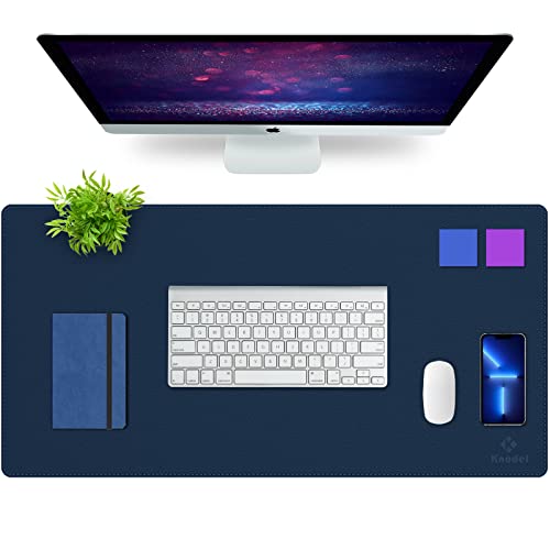 K KNODEL Almohadilla de escritorio, almohadilla de escritorio, cabeza de succión de escritorio de cuero de PVC para computadoras portátiles, tablero de escritura impermeable (40cm x 80cm, Azul oscuro)