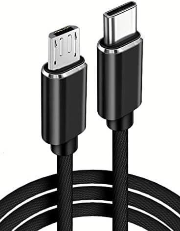 USB C to Micro USB Cable 3.3FT, Type C to Micro USB Charger Braided Cord Support Charge & Sync Compatible with MacBook (Pro),Galaxy S8, S9, S10, Pixel 3 XL, 2 XL, Nexus 6P 5X (black 1m)