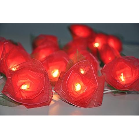 CHAINUPON Roses Flower String Fairy Lights Floral Decor Wedding Bedroom Home Decor Battery Operated Powered (Purple, 10 Lights) Cover