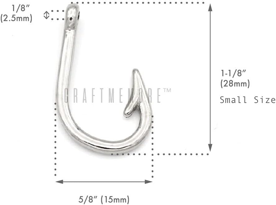CRAFTMEMORE Fish Hook Charm Pendants for Necklace Bracelet Key Chain Jewelry Making 10 PCS image 4