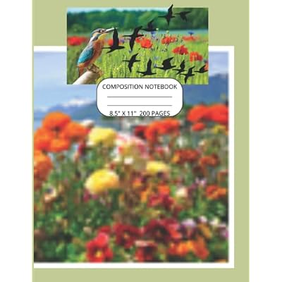 FLOWER GARDEN COMPOSITION NOTEBOOK 8.5" X 11" INCHES, 200 PAGES