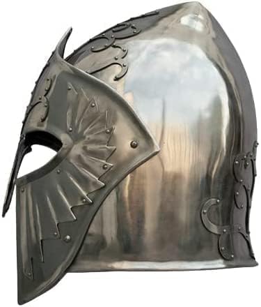 Medieval Armor Gondor Viking Helmet, 18 Gauge Steel, Silver Polish, Leather Liner