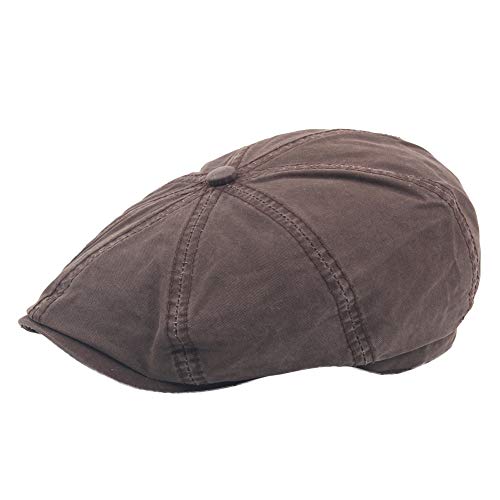 Womens Beret Newsboy Cap Soft Cotton Cabbie Painter Panel Hat Artist Hat for Women Ladies Winter (Coffee, Hat Circumference:57-60cm/22.4-23.6'')