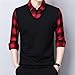 Bollrllr Men Social Business Plaid Polo Shirts England Style Lapel Long Sleeve Male Loose Casual Tops 002 Black 3XL (85-93KG)