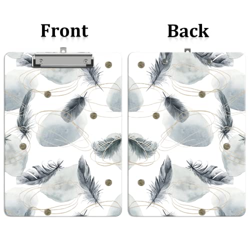 Image of Plastic A4 Clipboards, Clip Board Stardard Letter Size 9 x 12.5 in | Office Decorative for Students Women Men and Kids,Feather