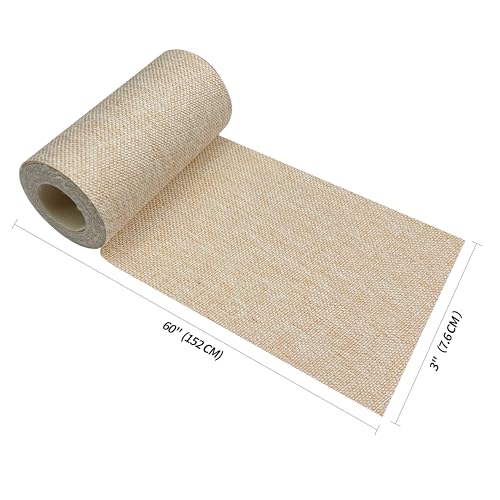 Image of KING MOUNTAIN Linen Fabric Iron-on Repair Patch, Inside&Outside Fabric Repair Patch, 3 inchx60 inch with Backing Glue Linen Repair Decorative Patch kit (Light Beige)