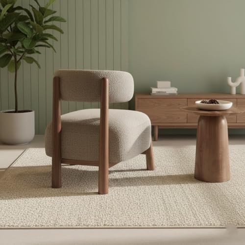 Image of Lakdi The Furniture Luxury Lounge Chair with Upholstered Fabric, Solid Wood Frame & Soft Padded Single Sofa with Natural Wood Legs | 5 Years Warranty | Free Assembly - 15185250