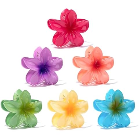 TULOBI Flower Claw Clips 6 Pack Large Flower Hair Clips for Women Hawaiian Hair Clip for Thick Thin Hair Beach Tropical Hair Accessories - Set 2 Cover