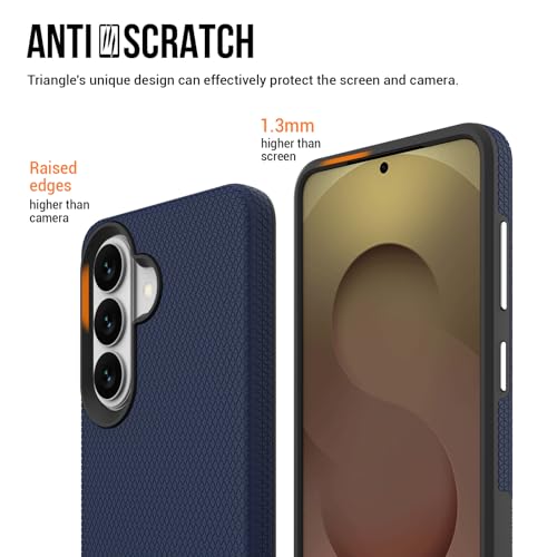 Image of NOXO Ultra-Hybrid Triangle Back Case Cover for Samsung Galaxy S26 Plus | Shockproof Design | Camera Protection | Soft TPU & Rugged PC | Bumper Cases and Covers (Prussian Blue)
