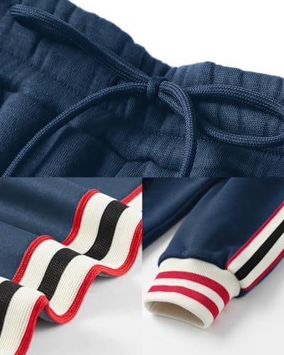 Men's Tracksuit 2 Pieces Set Full Zip Fleece Sweatsuit Casual Outdoor Sports Jogging Suits Set With Stripes3