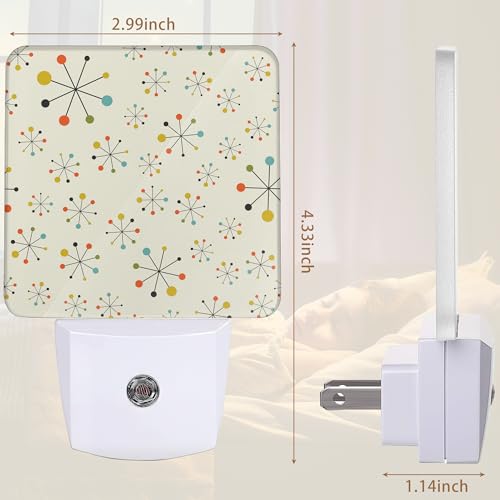 Image of YASHILAIYA Night Light,Retro Mid Century Fifties Modern Atomic Night Lights Plug into Wall for Boys Girls Gifts for Stairway Hallway Bedroom 0.5W Nightlight
