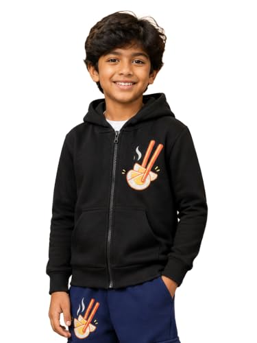 Image of Unisex Kids Solid Full Sleeve Zip Front Open Hooded Sweatshirt