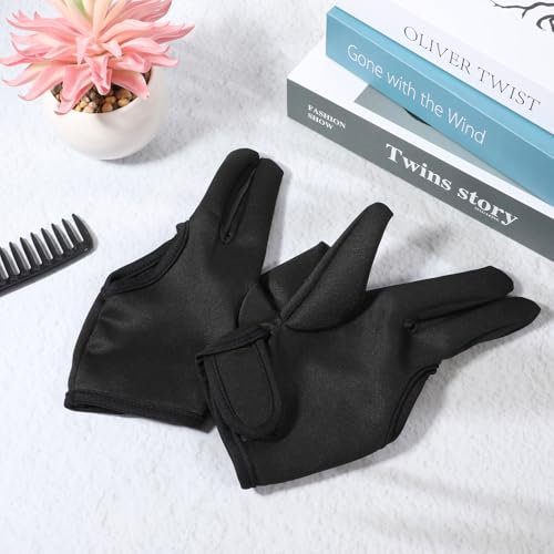 2 pcs heat resistant gloves for hair styling three-finger professional curling iron barber glove reusable hair dye heat protector gloves proof sublimation for curling wand flat iron hot-air brush