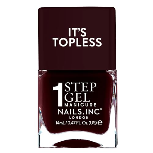 Nails Inc It's Topless Gel-Like Nail Polish, 4-in-1 Base Coat, Treatment, Colour & Top Coat, Long Lasting, Strong, Chip Free Nails, Glossy Salon Quality Manicure, Air Dry Nail Polish, Billie, 14 ML