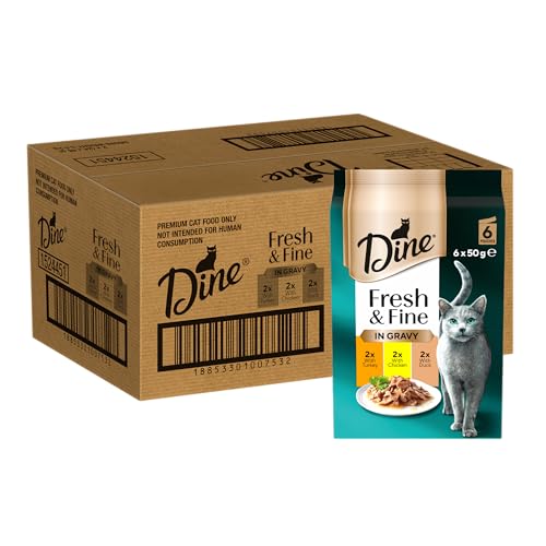 Dine Fresh and Fine Wet Cat Food Turkey, Chicken & Poultry in Jelly 50g Pouch, 3x (6x 50g)