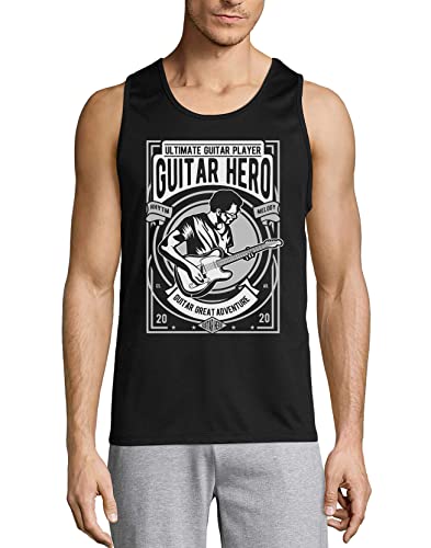 Guitar Hero Rythm Melody Ultimate Guitar Player T-Shirt débardeur en Coton pour Hommes Noir - Les Beatles, Paul McCartney, John Lennon, RIngo Starr, George Harrison Guitar Hero Rythm Melody Ultimate Guitar Player T-Shirt débardeur en Coton pour Hommes Noir