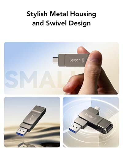 Image of Lexar D40E 128GB Dual USB 3.2 Gen 1 Type-C Jump Drive, Titanium Grey (Pack of 2)
