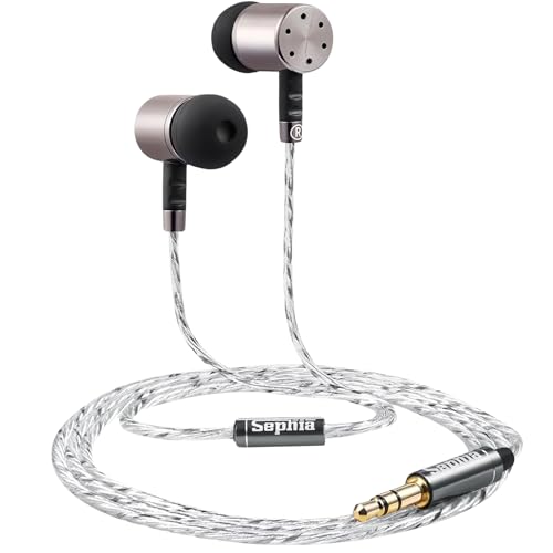 Image of Sephia SP2040 Earbuds Wired in-Ear Headphones Noise Isolating Earphone Tips 3.9 Feet Long Tangle-Free Cord Case Heavy Bass 3.5mm Jack for Computers Laptops Tablets Smartphones