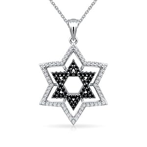 Conventional Magen Judaica Hanukkah Star of David Necklace Cleat Black Blue CZ, 14K Gold Plated .925 Silver Pendant for Girls & Teenagers