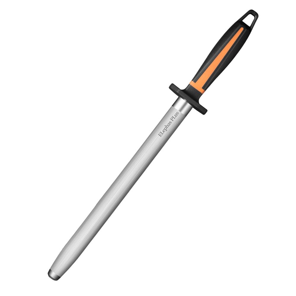 Selected High-Carbon Steel Honing Rod - Honing Steel Made of Hardened with Classic Simplicity Handle Sharpening Steel for Knife Sharpeners for Kitchen Knives (12IN-Flat)