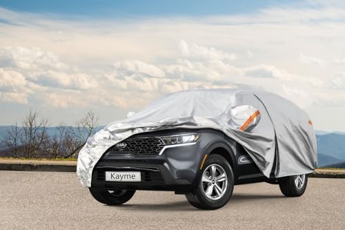 Image of Kayme 6 Layers SUV Car Cover Custom Fit for Kia Sorento (2012-2025) Waterproof All Weather for Automobiles, Outdoor Full Cover Rain Sun UV Protection.Silver