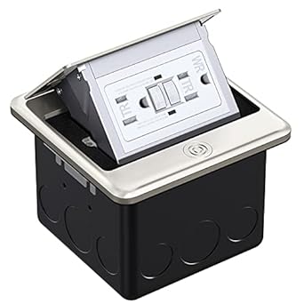 WEBANG Pop Up Floor Outlet Covers Box with 15 Amp Stainless Steel GFCI Tamper Resistant Rceptacle Outlet, Brushed Nickel
