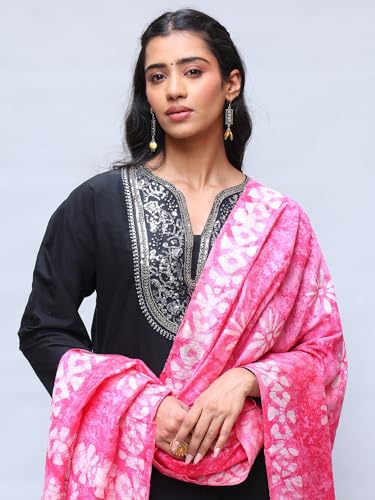 Women's Cotton Silk Dupatta with Floral Printed | Telangana Elegant Flowers Design Stole, Chunni For Girl4