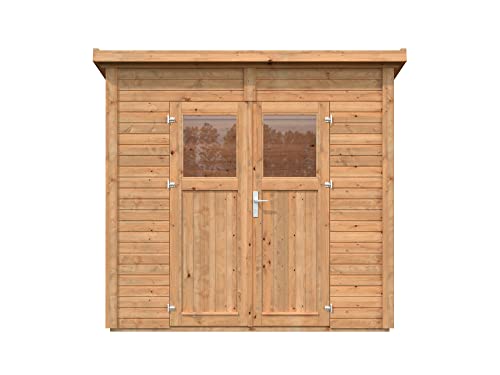 Leisure Season Urbano Lean To Shed Kit - Modern Weatherproof Outdoor Storage Shed With Floor, Doors, Plexiglass Windows, Pent Roof - Nordic Spruce Wood Shed Kit - Medium Brown, 8'X4' (Urb8X47853) #TOP1