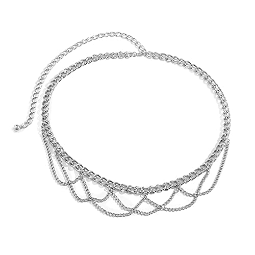 TOMYEUS Body Chain Vrouwen Ketting Legering Buik Ketting Sexy Taille Ketting Riem Body Sieraden Ketting Taille Body Sieraden voor Vrouwen en Meisjes Kwastje Stijl Buik Taille Ketting (Metalen Kleur: