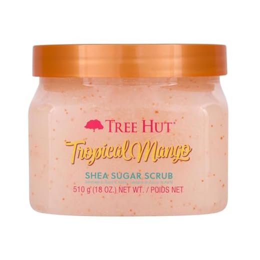 Tree Hut Shea Sugar Scrub Tropical Mango, 18oz, Ultra Hydrating and Exfoliating Scrub for Nourishing Essential Body Care