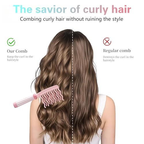 Peine de Dientes Anchos para Cabello Rizado Rosa miniatura 3