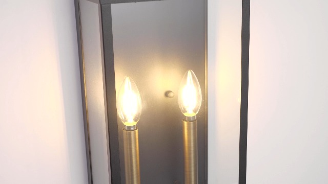 Image of 18 inchMedium Classic Outdoor Wall Lantern Light For House Exterior,Handcrafted Satin Black Metal Cage Mounted Pocket Wall Sconce W /Clear Tempered Glass,Waterproof for Porch, Patio, Garage&Front Door E12