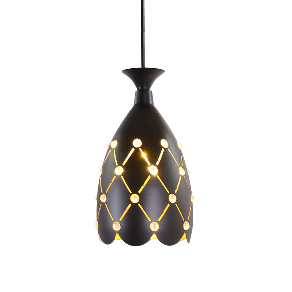 Plafonnier en fer noir ajustable E27 avec cristaux géométriques - 6
