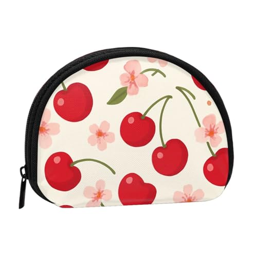 Portable Coin Purse Cherry Sakura Blossom Mini Zippered Money Pouch Card Holder