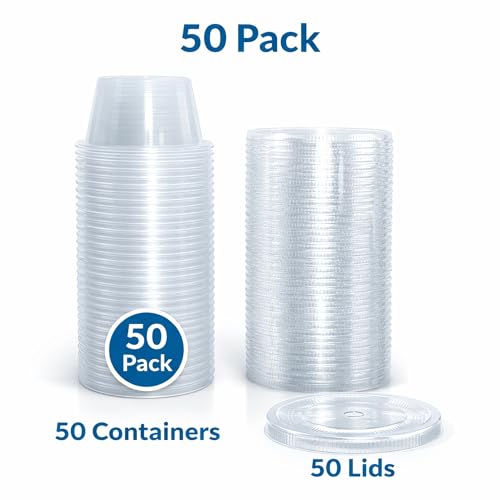 Image of 4U'LIFE 4 oz. Clear Plastic Souffle Cup with Lids, BPA Free Portion Cup, 50 Sets