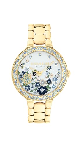 Coach Chelsea Women's 2H Quartz Watch - 36mm Stainless Steel Bracelet - Crystal-Set Bezel with Floral Design - Premium Fashion Timepiece - Gift for Her