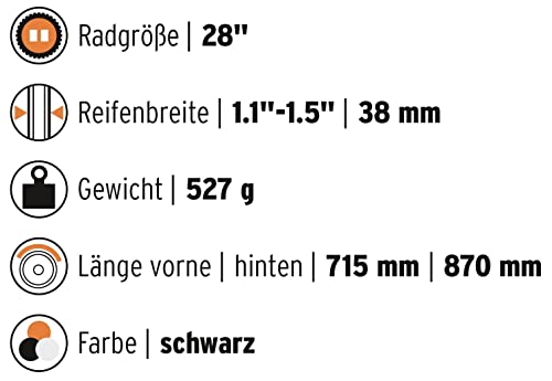 SKS GERMANY Velo 42 URBAN Set 28' Schutzblech-Set inkl. Streben (Spritzschutz für City- und Trekkingräder, für Reifenbreite 28-38 mm, Winkelbefestigung, inkl. Streben mit ESC-System)