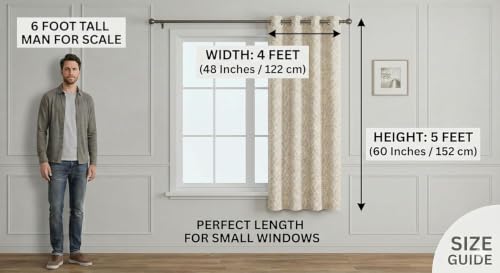 Image of Window Curtain 5 Feet Long for Living Room - Window Curtain Set of 1 Pcs Panel, Velvet Blackout & Stylish Parda for Home Decor & Office 4 Feet X 5 Feet (48 Inch X 60 Inch) - 1 Pcs Grey Colour