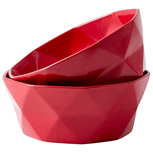 Bruntmor Geometric Ceramic 60 Oz Bowls - Oven To Table Bakeware Bowls - Elegant Matte Serving Bowls For Soup, Cereal, Salads, Pasta, Dessert & Snack Bowls - Oven Safe Bake And Serve Bowls, (8.5 Inch) #TOP16