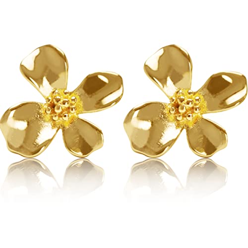 Finatso Sterling Silver Lily Earrings (Yellow)