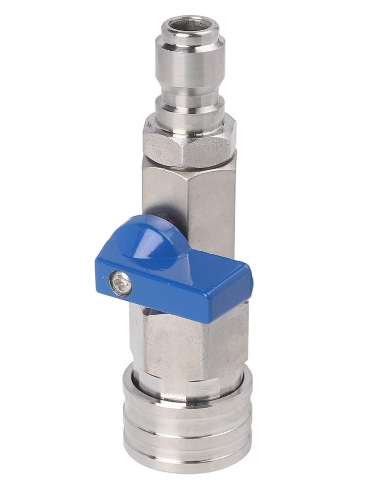 Válvula de bola de acero inoxidable de alta presión de 3/8 pulgadas para lavado a presión, clasificación de 4000 PSI, incluye cinta resistente a fugas