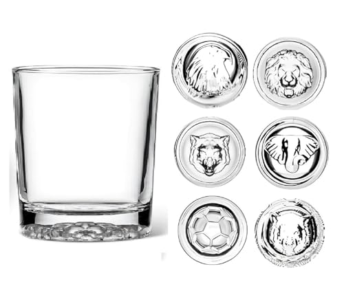 Image of Wildlife Whiskey Glasses | Set of 6 | 310 ml | High Balled & Animal Embedded | Ideal for Serving Whiskey, Cognac, Vodka, Gin | Suitable for Home, Restaurants (6, Animal)