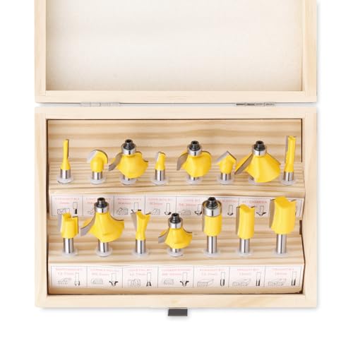 JGZUI 15-Piece Carbide Router Bit Set